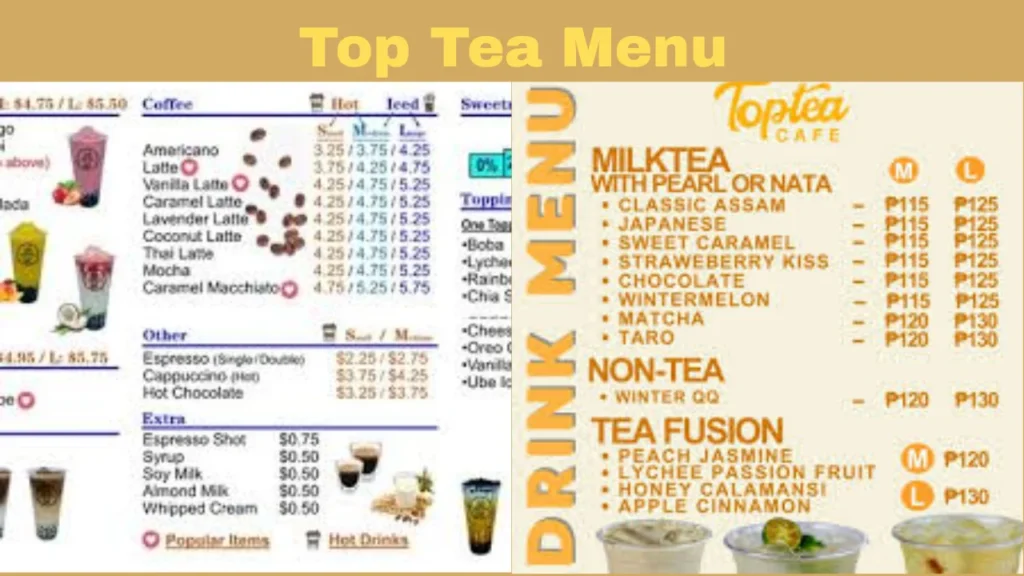 Top Tea menu