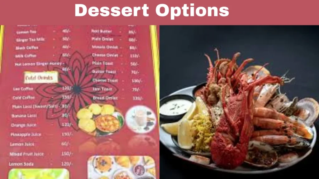 Lobster Cave Menu With Dessert Options