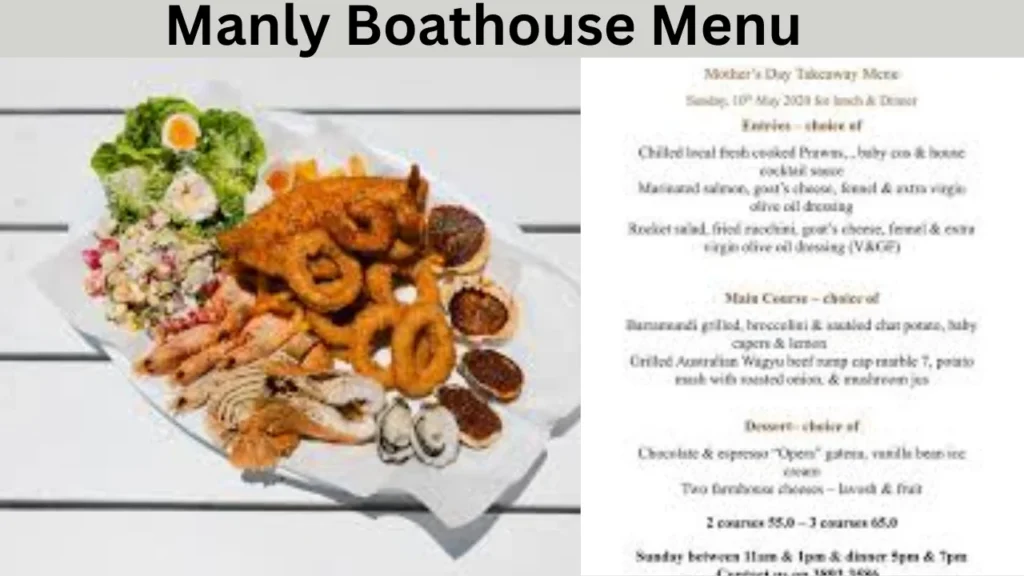 Manly Boathouse Menu