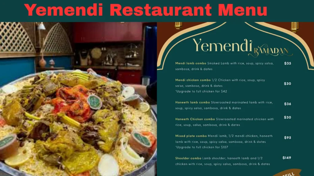 Yemendi Restaurant Menu