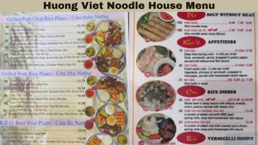 huong viet noodle house menu