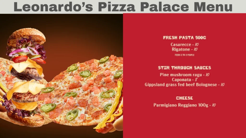 Leonardo’s Pizza Palace Menu