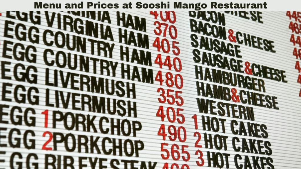 Menu and Prices at Sooshi Mango Restaurant