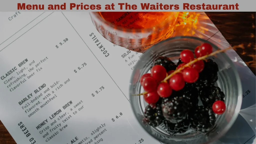 Menu and Prices at The Waiters Restaurant