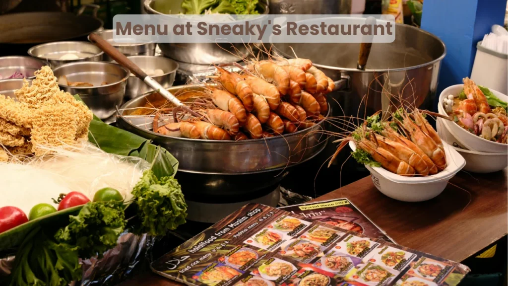 Menu at Sneaky's Restaurant