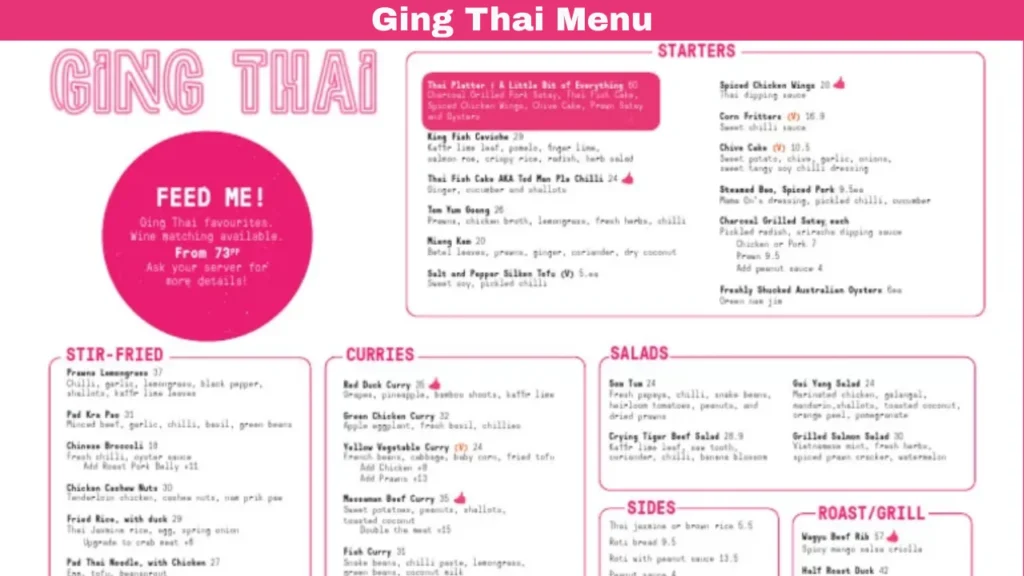 Ging Thai Menu