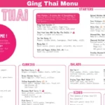 Ging Thai Menu