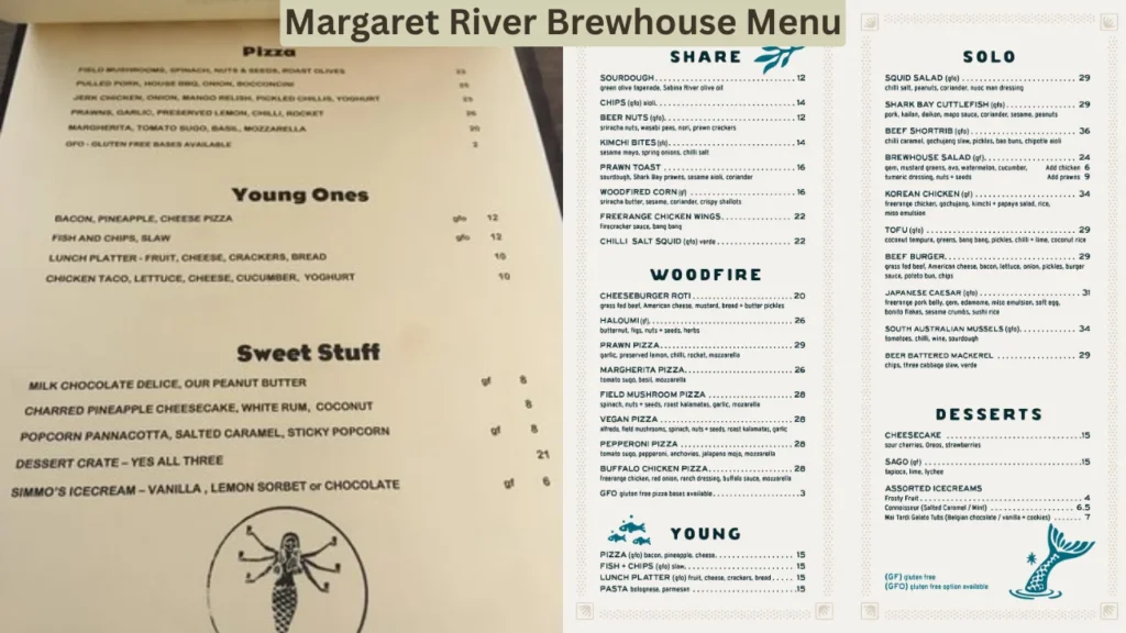 Margaret River Brewhouse Menu