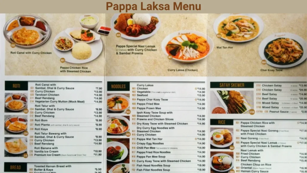 Pappa Laksa Menu