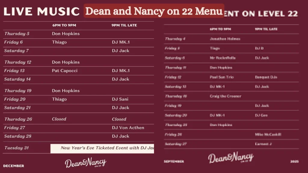 Dean and Nancy on 22 Menu