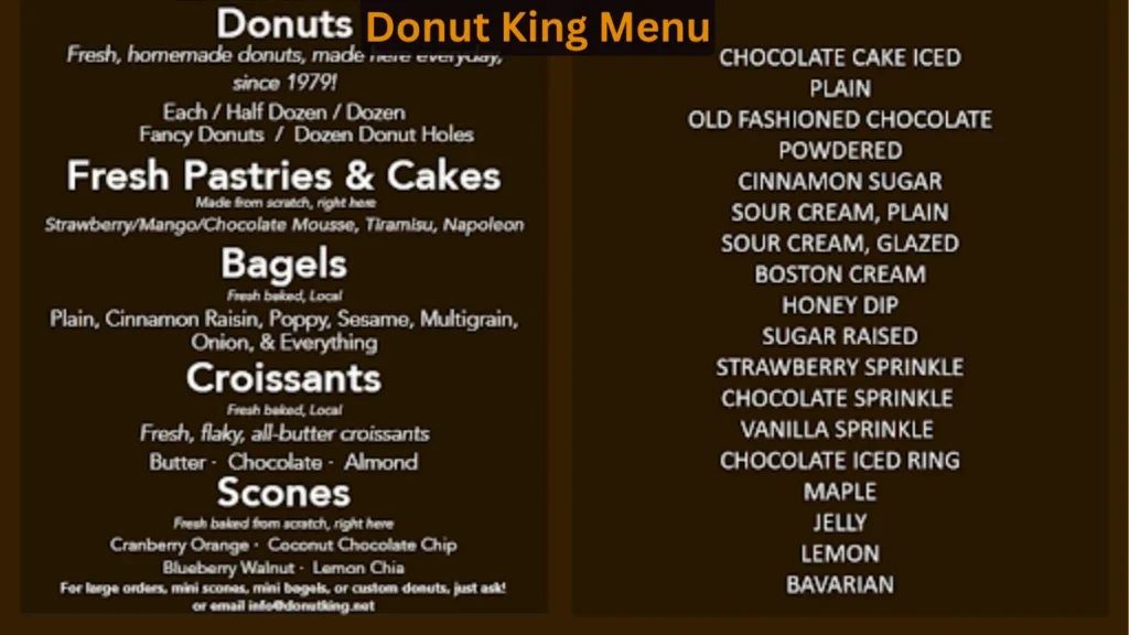 Donut King Menu