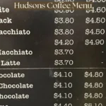Hudsons Coffee Menu