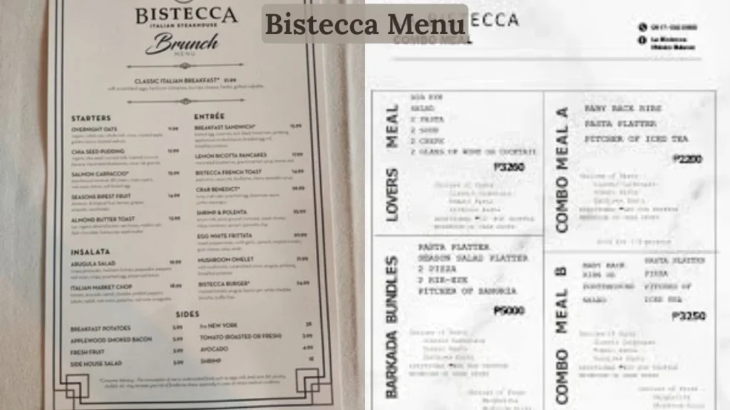 Bistecca Menu