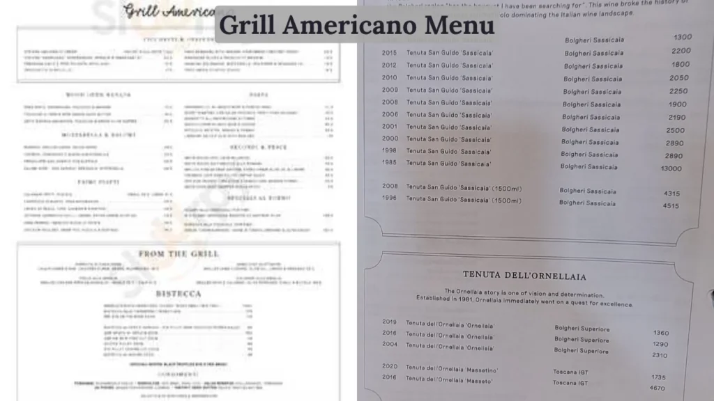 Grill Americano Menu