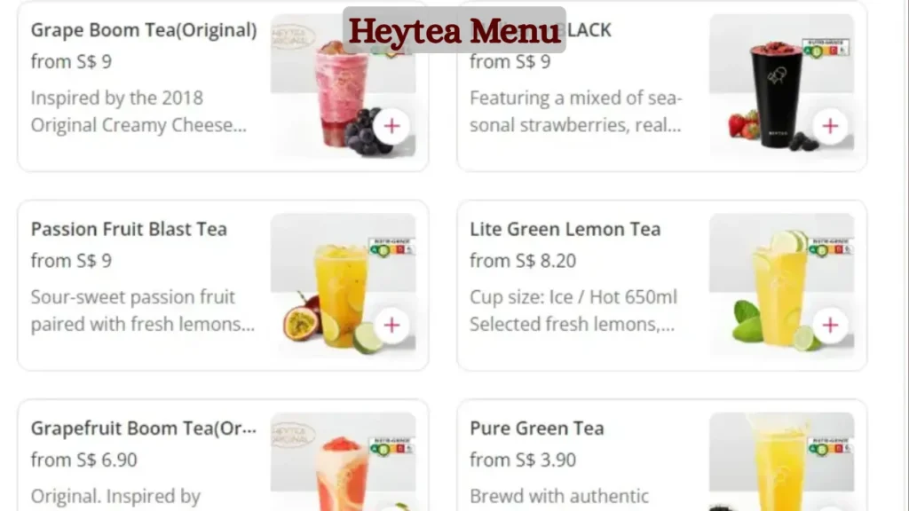 Heytea Menu