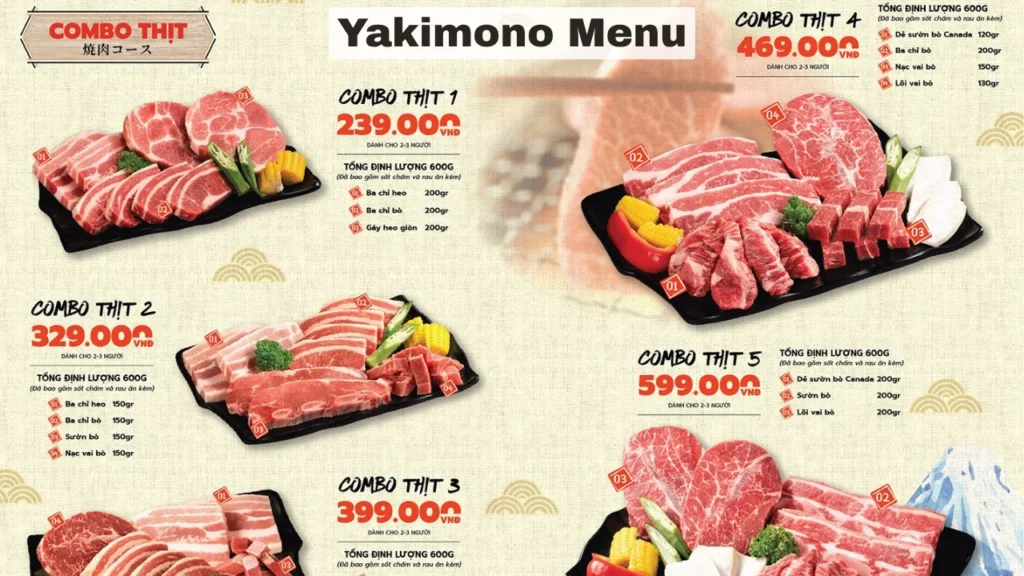 Yakimono Menu